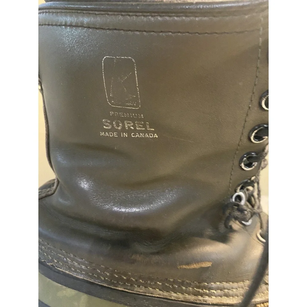 Vintage‎ Sorel Mark V Kaufman Winter Snow Green Boots Leather Wool Liner Mens 10